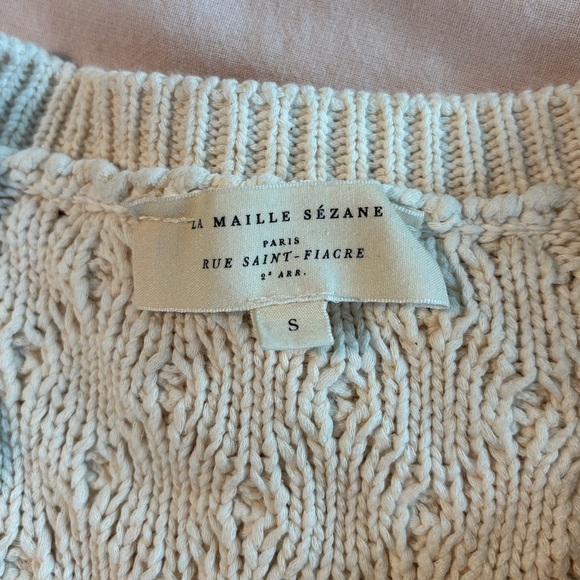 Sezane Cream Cable Knit Cardigan - Picture 6 of 6